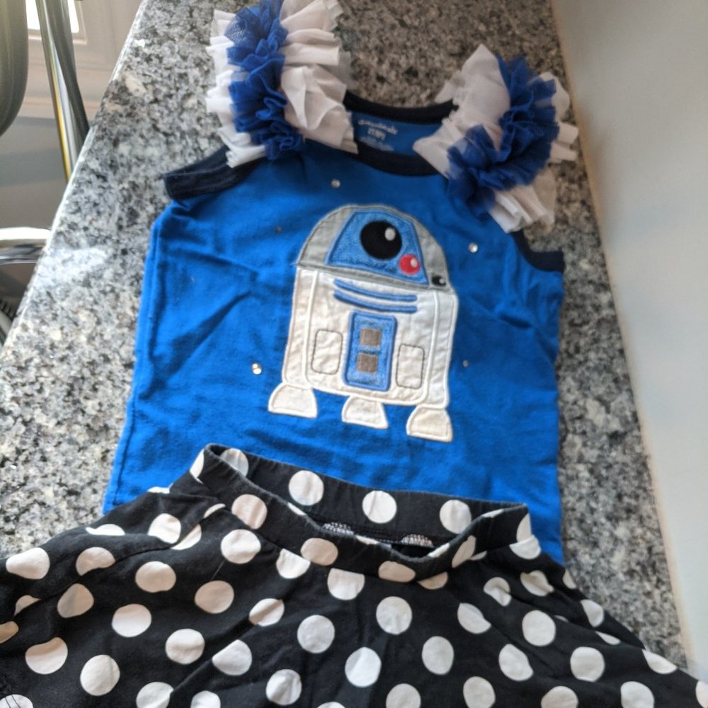 Custom R2-D2 embellished tank and skort